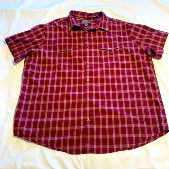 Foundry Shirt Mens XXL Red Plaid Short Sleeve Button Up Pockets - Picture 1 of 6